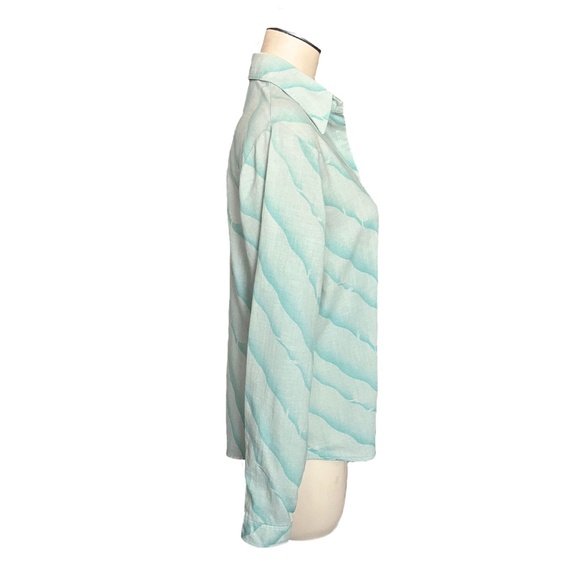 Vintage 1960s Misses' Mary Quant Londonpride Wool Cotton Wave Print Blouse S M - Picture 4 of 8